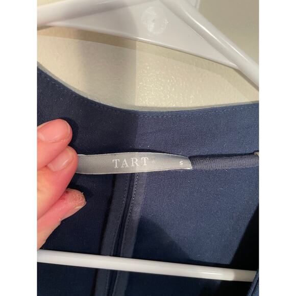 Tart Navy Open Front Blazer with Faux Leather Trimmings - Picture 7 of 8